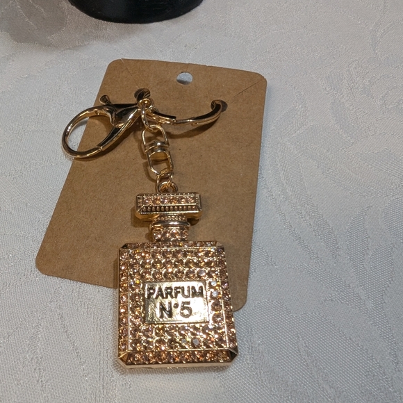 Purse Charm/Keyring -  Gold Perfume Bottle - Picture 3 of 4